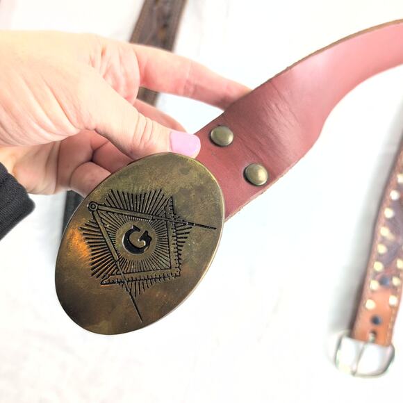 Vintage Lot of (4) Leather Western Belts Cowboy Rockabilly - Picture 4 of 11